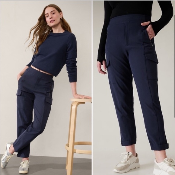Athleta Endless Cargo High Rise Pants Navy Blue - Picture 1 of 11